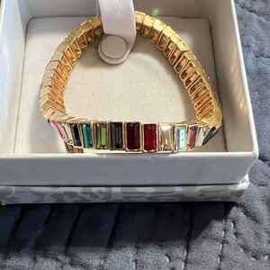 Erimish Rainbow Crystal Gold Stretch Bracelet